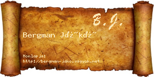 Bergman Jákó névjegykártya